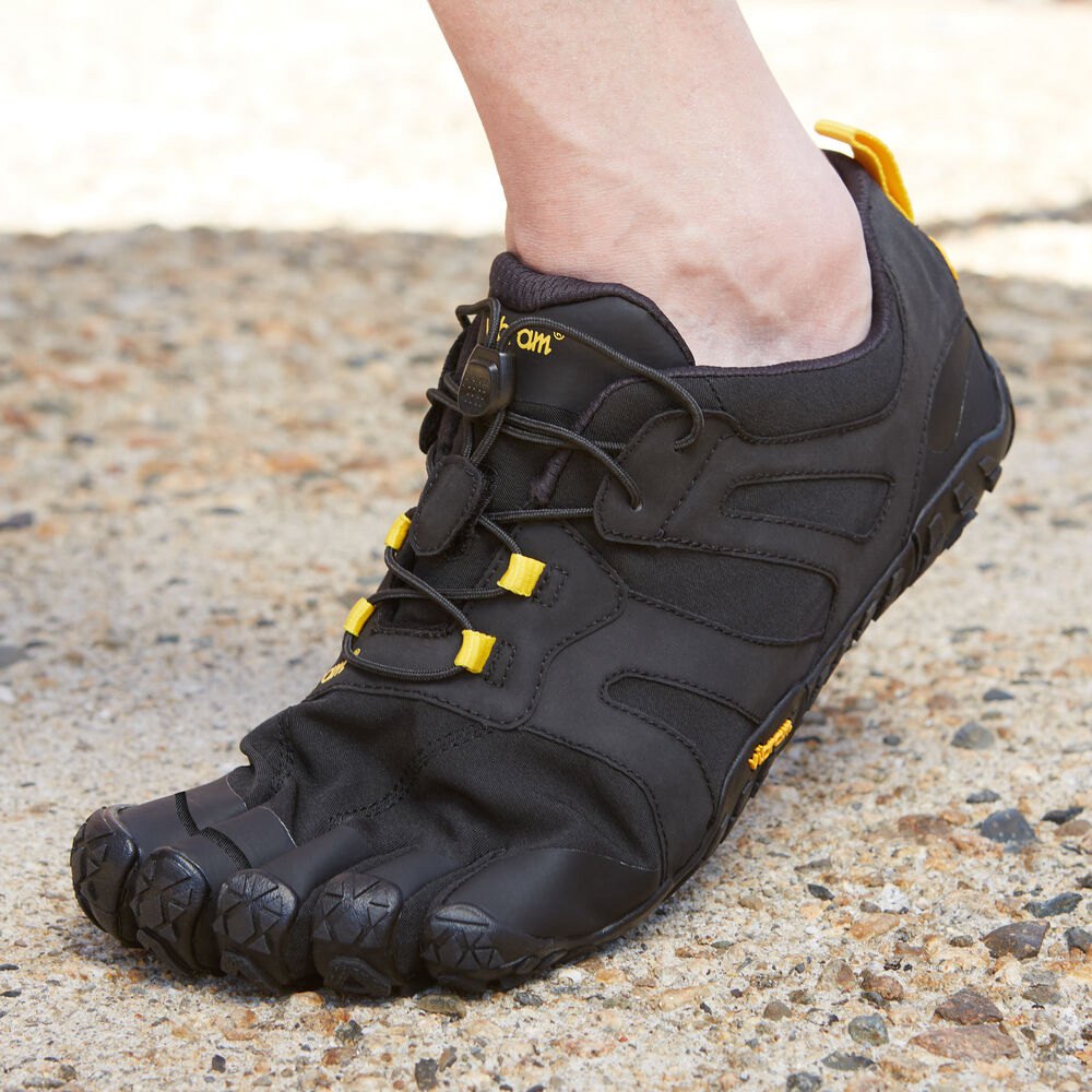 Vibram Five Fingers Mens V-Trail 2.0 - Trail Shoes Black/Yellow - IBU219086